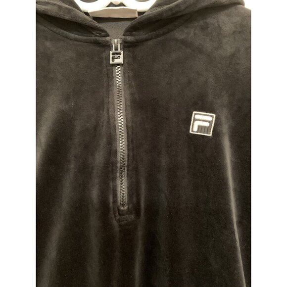 FILA Black Velour Quarter Zip Medium Velvet Hoodie - Picture 3 of 9